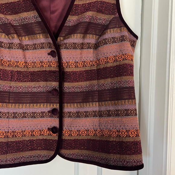 Peck & Peck Vintage Southwestern Boho Tapestry Vest Women’s M Buttons - Picture 5 of 9